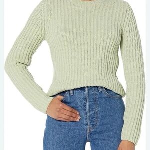 VINCE Sweater Womens XS Jade Sade Crimped Ribbed Knit Soft Cotton Preppy Cozy